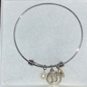 Unwritten Silver-Tone Letter D Bangle Bracelet